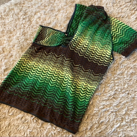 Missoni One Shoulder Knit Top Green Sz 6 - Picture 3 of 9